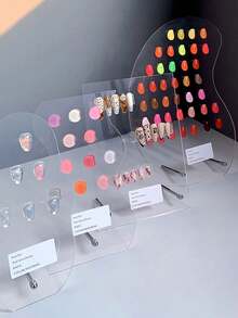 日式美甲展示板，甲片架，亚克力美甲样品展示架，花卉、圆形、云朵图案，适用于指甲油、凝胶指甲油色卡展示，美甲沙龙展示工具 - 彩色 - 查看 1