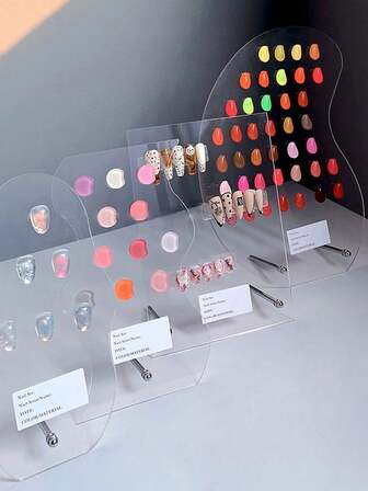 日式美甲展示板，甲片架，亚克力美甲样品展示架，花卉、圆形、云朵图案，适用于指甲油、凝胶指甲油色卡展示，美甲沙龙展示工具