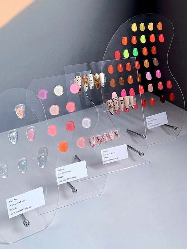 Japanese Style Nail Art Display Board, Nail Tip Holder, Acrylic Nail Art Sample Display Rack With Floral, Round, Cloud Patterns For Nail Polish, Gel Polish Color Swatch Display, Nail Salon Display Tool