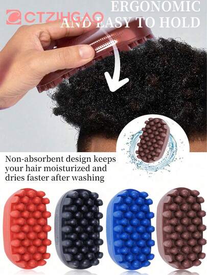 WANMEI 1个耐用可水洗橡胶非洲卷发海绵刷，适合理发师和日常使用，非常适合普通卷发，专业美发工具配件，卷发刷，直发刷