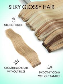 Extensões de cabelo costuradas, pacotes de cabelo humano real, extensões de cabelo com trama genial, trama colorida destacada, extensões de trama dupla amarradas à mão para mulheres