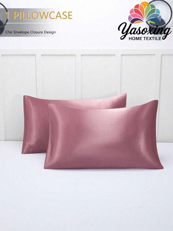 1pc White Dusty Pink Premium Silky Satin Envelope Pillowcase Two Tone Pillow Covers Without Filling,Soft Breatheable Wrink-Free Better For Hair Skin Sleep Domitory Bedding Back School Bedding