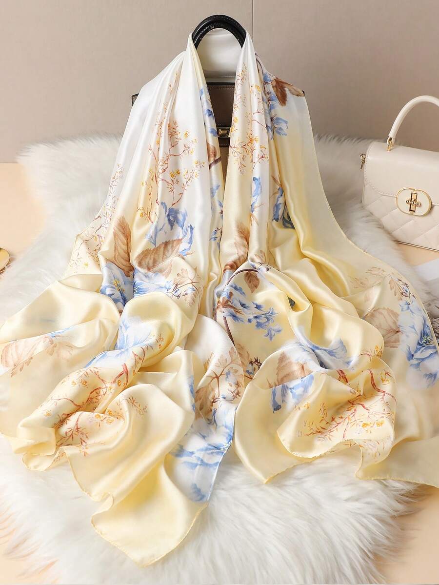 1条印花丝巾，优雅户外防晒浪漫风格，适合户外旅行，可用作头巾、发圈、发箍，是自我装饰的理想之选。 - 彩色 - 查看 1