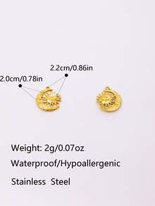 3pcs Titanium Steel Vacuum Electroplated Vintage Moon & Sun Pendant, Suitable For DIY Pendant, Earrings, Bracelet, Accessories