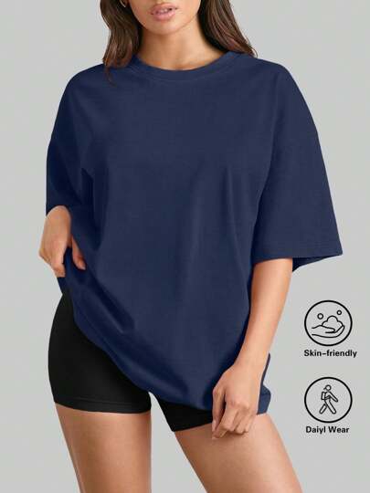 SUPEKYKO Plus Size Dam Kortärmad T-shirt - Lös passform Träningstopp, Lämplig För Fitness, Yoga Och Vardagskläder | Hela Säsong