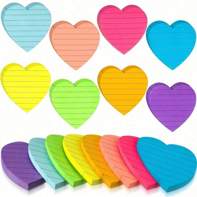 8/16 Pack Star/Heart Lined Sticky Notes Colored Lined Sticky Notes 3 X 3 Inch Self Stick Ruled Post Notes Refills Easy Post Notes Back To School Classroom Bulletin Board Decor Planner Memo Reminders,30 Sheets/Pad - Multicolor - View 13