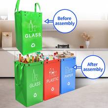 1pc/3pcs Foldable Trash Can, Reusable, Easy To Clean, Large Capacity, Durable Garbage Bin For Outdoor, Kitchen, Living Room Waste Sorting