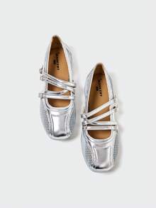 MASKERT Women's Retro Ballet Style German Training Shoes, Casual Sports Shoes, Mary Jane Shoes, Shallow Mouth Casual Shoes, Comfortable And Versatile - 銀色 - 查看 4