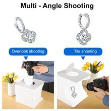 9-Inch Foldable Portable Photography Studio Box, Photography Tent, Selfie Accessories. Equipped With Adjustable Color Temperature LED Lights, Turntable, Mobile Phone Holder, And 6 Color Backgrounds, Suitable For Product Photography And Video Blogging - With stand - View 6