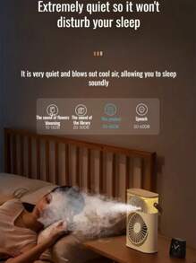 RAF 3-Speed Adjustable Portable Fan With Nano Mist Spray Function, Mini Air Cooler USB Small Air Conditioner 3-Gear Adjustable Mist Spray Fan With Night Light