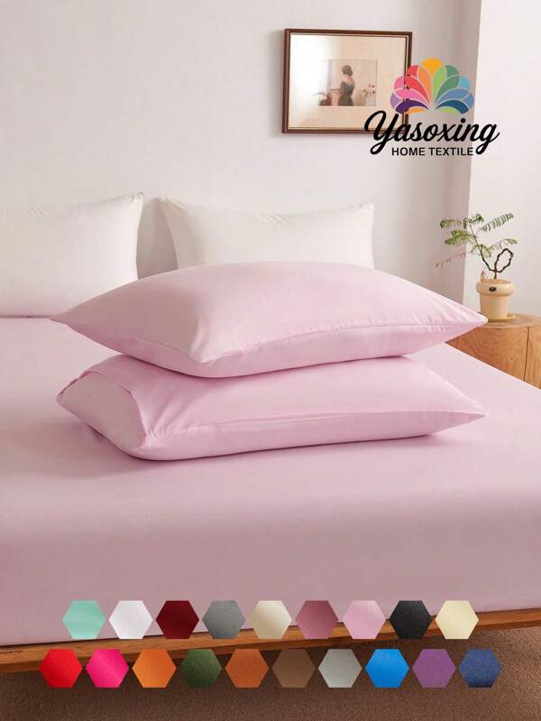 2pcs Pink Super Soft Plain Pillowcase Lightweight Bedding Envelope Closure Solid Color Bed Pillow Cover, For Bedroom Domitory Bedding Back School Bedding