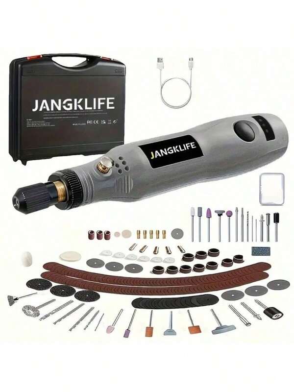 JANGKLIFE 1 Set Mini Trapano, Kit Utensile Rotante con Accessori e Albero Flessibile, Utensile Rotante Multifunzione a 3 Velocità per Artigianato e Progetti Fai-da-Te