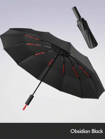 1 pièce Parapluie automatique double nervure haute résistance pour le soleil et la pluie - grande taille coupe-vent, ouverture et fermeture automatiques, parapluie pliable compact pour tous les temps