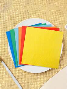 20张生日派对双层餐巾纸,一次性派对用品,纯色及印花餐巾纸,创意纸巾,面巾纸,生日派对餐巾纸,餐饮酒店用品餐巾纸,方形餐巾纸 - 彩色 - 查看 3