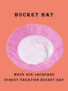 1pc Polyester Casual Street Style Sun Wave Pattern Bucket Hat, Suitable For Spring, Summer, Autumn And Winter Winter Outfits - Purple - View 5