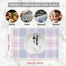 1 pieza/4 piezas/6 piezas Manteles individuales de lino con estampado de cuadros, adecuados para la mesa de comedor, decoración para todas las estaciones, manteles de mesa modernos y lavables, decoración de habitaciones, posavasos, manteles de cocina y comedor, decoración de fiestas interiores y exteriores, decoración del hogar, regalo ideal