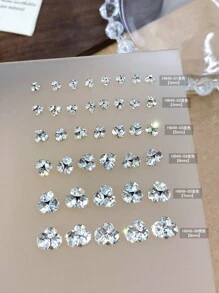 5Pcs/30Pcs/50Pcs Mixed Size Luxury Nail Rhinestone Decorations, New Sparkling Alloy Stacked Rhinestone, Crystal Oblique Heart & Square Nail Charms, Diy Nail Supplies Nails Nail Gems