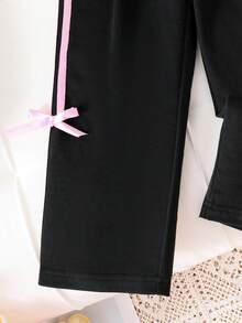 幼儿卡通印花保暖圆领运动衫和裤子套装 - 黑色 - 查看 6