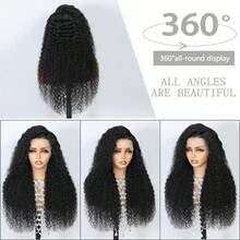 Peluca frontal de encaje de onda de agua transparente de 38 a 40 pulgadas al 250% de densidad, cabello humano rizado natural brasileño, 13x4 pulgadas, para mujeres - 1B - Ver 13