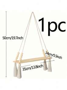 1pc/2pcs Minimalist Macrame Wall Hangings Art Decorations Gift, Vintage Wooden Hanging Floating Shelves For Wall, Bohemian Rustic Wood Farmhouse Rope Shelfs For Plant,Boho Fabric Woven Storage Racks Board Tapestry Hanging Book Photo Shelf Organiser Design Hanging Decoration For Home Decoration