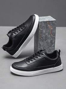 Men's Fashion Casual Sneakers, Breathable Low-Top Sporty Casual Shoes - Black - View 1