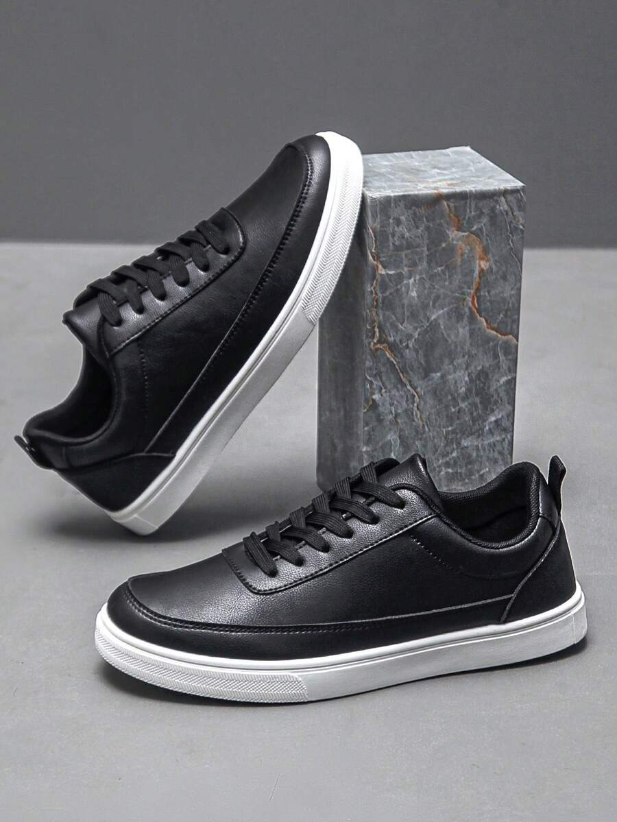 Men's Fashion Casual Sneakers, Breathable Low-Top Sporty Casual Shoes - Black - View 1