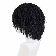 DMens Dreadlock Wig Black Curly Male Fake Dreads Loc Short Braided Wig With Bangs Realistic Twist Rasta Wigs Roleplay7001 - Black - 查看 3