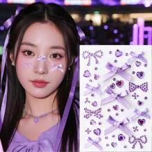 1/2/5/10 件！这些圣诞蝴蝶结水钻贴纸饰有可爱的心形和蝴蝶结图案，非常适合节日派对、Cosplay 和拍照。闪耀的水钻和精致的蝴蝶结细节，为您的造型增添一抹甜美迷人的气息。易于粘贴，是圣诞节和其他庆祝活动中打造迷人脸部艺术的理想之选。