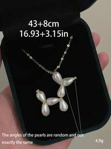 1pc Faux Pearl Puppy Pendant Necklace, Fashionable Copper Gold Color, Suitable For Daily Wear, Parties, Gatherings, Sister's Birthday Gift