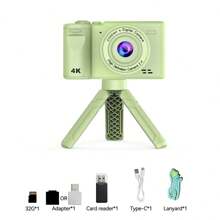 1 Pc Q9 4K HD Camera, Portable Travel Photography Camera, With Tripod Stabilizer, Front And Rear Dual Cameras, 32G Memory Card And Card Reader Included - Camera + Memory Card + Card Reader - View 15