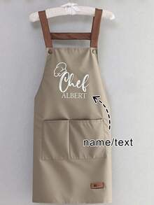 1pc Customized Kitchen Cooking Apron, Customizable Printed - Personalized Cooking Apron, Customizable Logo Apron, Chef Apron, Customizable Name Apron, Baking Gift, Barbecue Apron, Kitchen Apron, Modern Polyester Oil-Proof Apron, Black Kitchen Apron, Polyester Apron, Suitable For Garden, Kitchen And Housework, Ideal For Home And Restaurant