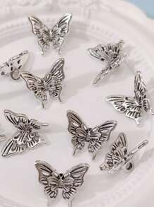 20pcs Alloy Hollow Three-Dimensional Butterfly Back Hole Bead Diy Jewelry Accessories Bracelet Necklace Braided Rope Handmade Diy Materials