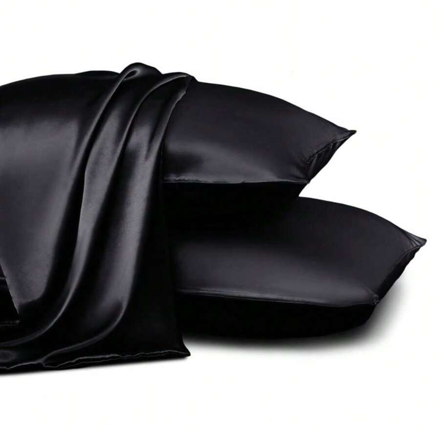 Summer : Silky Satin Pillowcases (1 Pair) – Ultra-Smooth, Breathable, 9 Elegant Hues For Skin & Hair Care - 灰色 - 查看 1
