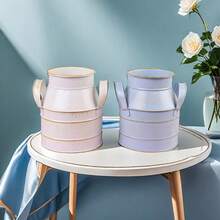 1個復古金屬鐵製裝飾花瓶,有破舊效果 - 藍色 - 查看 6