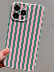 1pc Minimalist Striped Pattern Perforated Glossy Filament Case Full Coverage Hard Phone Shell Compatible With IPhone 11/12/13/14/15/16 Pro Max Waterproof Shockproof Anti-Fall Scratch Resistant - Multicolor - View 5