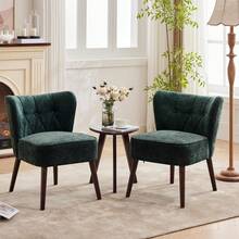 Sillones modernos de sala, sillón orejero moderno, sillas ergonómicas tapizadas con respaldo curvo y patas de madera resistentes para oficina, dormitorio y sala de lectura(1 pieza) - Verde - Ver 7