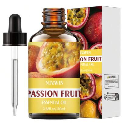 NIVAVIN 30 ml/60 ml/100 ml Huile essentielle parfum fruit de la passion, rafraîchisseur d'air, création d'atmosphère, convient à l'hydratation et à l'hydratation du visage, aux soins des cheveux, de la peau et du corps, peau lisse, parfum et aromathérapie/massage/soins, parfumé et longue durée, bel emballage, cadeau idéal