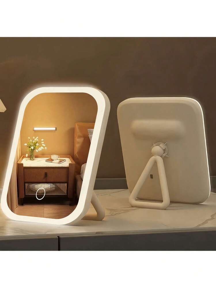 300mAh Rechargeable LED Makeup Mirror, 3 Lighting Modes (Natural/Daylight/Warm Light) With Touch Control, Foldable Stand And Portable Design | Vanity Mirror For Travel, Dorm And Professional Makeup, Perfect Christmas (Valentine's Day, Birthday) Gift For Women, Teens And Brides - Multicolor - View 2