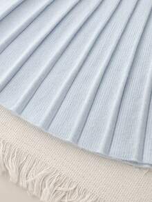 女孩蝴蝶刺绣套装，时尚设计开衫和百褶裙两件套，优雅秋冬毛衣夹克和裙子 - 白色 - 查看 7