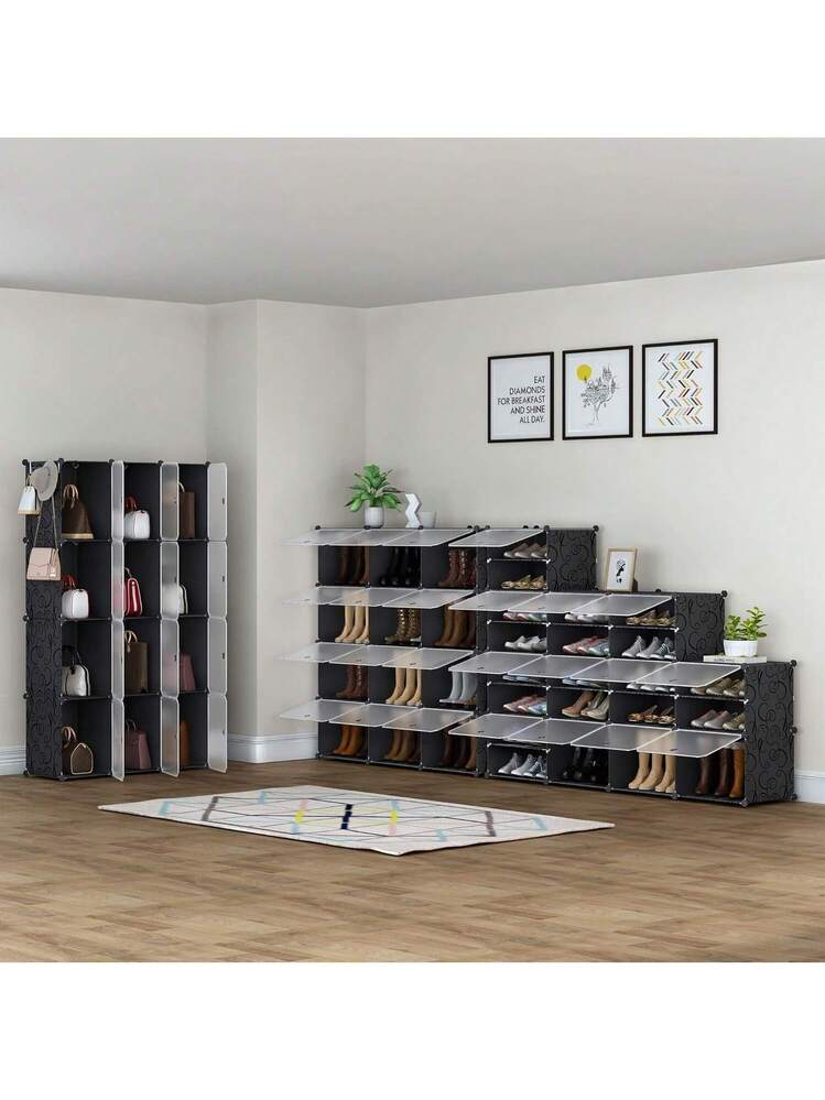 Scarpiera Pieghevole In Bambù 26x26 Cm, Salvaspazio Slim Per Ingresso, Bagno E Corridoio, Scaffale Porta Scarpe Verticale E Multiuso
