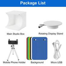 9-Inch Foldable Portable Photography Studio Box, Photography Tent, Selfie Accessories. Equipped With Adjustable Color Temperature LED Lights, Turntable, Mobile Phone Holder, And 6 Color Backgrounds, Suitable For Product Photography And Video Blogging - With stand - View 4