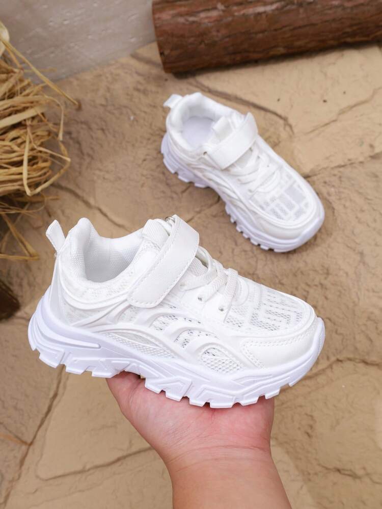 1双女童夏季运动鞋，新款透气儿童网面运动鞋，白色大码女童运动鞋 - 白色 - 查看 10