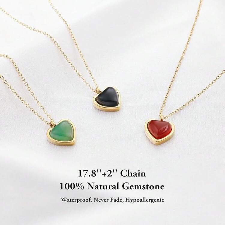 SmileBelle Black Heart Necklace Women, Black Black Tourmaline Necklace As Birthday Gifts Her, Black Handmade Jewelry Silver Heart Pendant Necklace Teen As Tendy Jewelry - Vàng - Xem 10