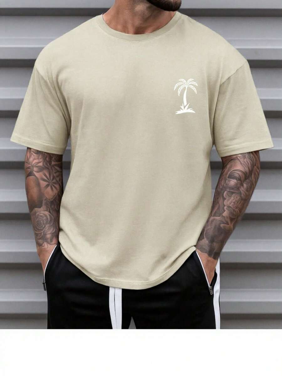 Men's Oversized Coconut Tree T-Shirt 100% Cotton From S To Plus Size G3 - 離開 - 查看 1