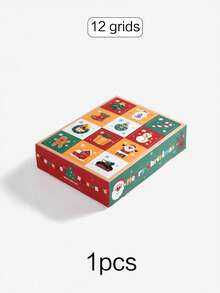 5 piezas Caja de regalo de Navidad, Calendario de Adviento de 24 días, Diseño creativo de 12 y 24 cuadrículas, Caja de embalaje de regalo para crear ambiente navideño, Experiencia interactiva de desempaquetar, Caja de regalo de Nochebuena, Adecuado para decoración de fiesta de Navidad y escenarios de entrega de regalos