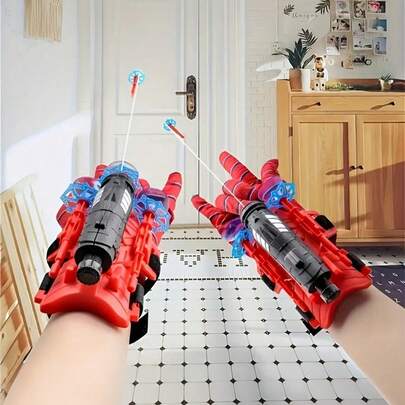 1 套趣味互动耐用 ABS 蜘蛛网发射器手套 - 红色和蓝色英雄玩具 | 适合青少年和成人，非常适合万圣节和圣诞节礼物、派对游戏、青少年玩具 | 新奇有趣的玩具 | 适合派对用品