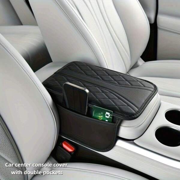 1pc Automotive Elbow Pad, Armrest Box Height-Increasing Pad, Available In Two Types: Double Storage Pocket And No Pocket. Anti-Scratch Elbow Support Pad, Suitable For Interior Accessories Of Automobiles For Women Storage Organizer Travel Holiday Essential Fall Decor Autumn Halloween