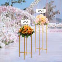 2 Pack Wedding Flower Stand Metal Display Holder For Ceremony Party Decor Centerpiece Display - Gold - View 10