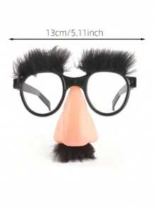 2pcs/1pc Funny Retro Black & White Mustache Plastic Nose Glasses, Birthday Party Magician Prank Masquerade Decorations - Multicolor - View 8