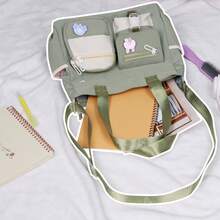Big Crossbody Bags Women Ita Bag, Two Tone Square Bag,Street & Japanese Style Women Bag,Perfect For Outdoors,Travel & Back To School,Best Friend Birthday Gift, Shoulder Bag For School,Casual Daily Commuter Shopping Bag - 綠色 - 查看 5